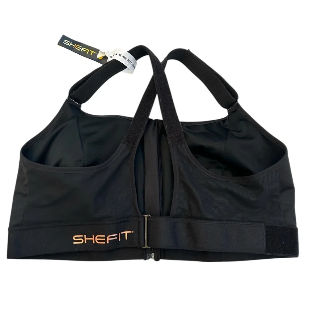 NWT SheFit Ultimate Sports Bra High Impact Black Adjustable Bra, Size 6Luxe 6X